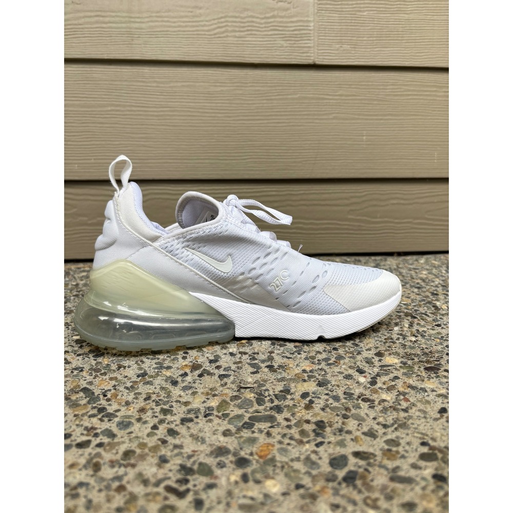 Nike Air Max 270 Triple White Mesh Lifestyle Sneakers 943345-103 Womens 7.5 / 6Y - Picture 2 of 10